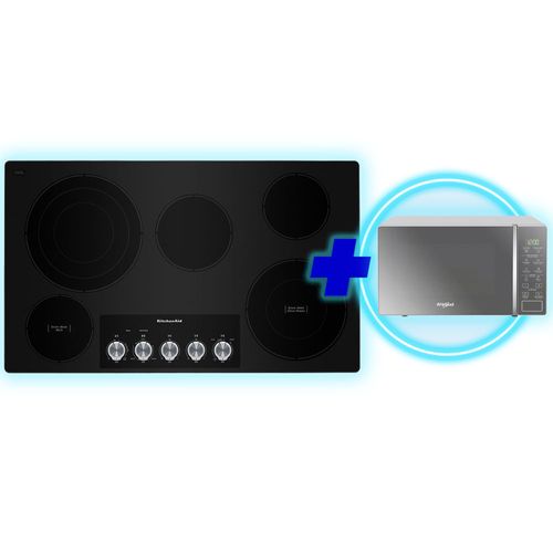 Combo Cocina empotrable 5 quemadores eléctrica 91 cm (36") KCES556HSS Kitchen Aid + Microondas Whirlpool 20 L (0.7 PCU) silver WM1807D