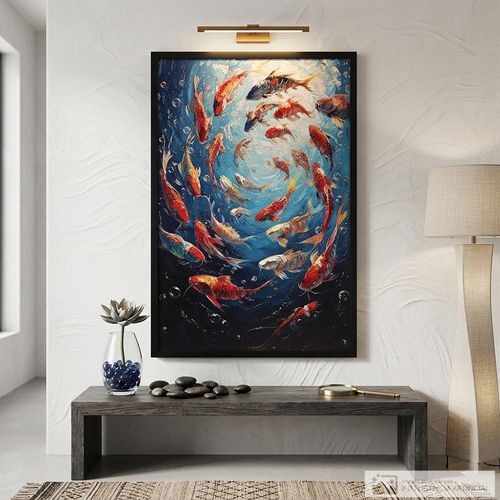 Cuadro decorativo de peces multicolor 60x90 cm