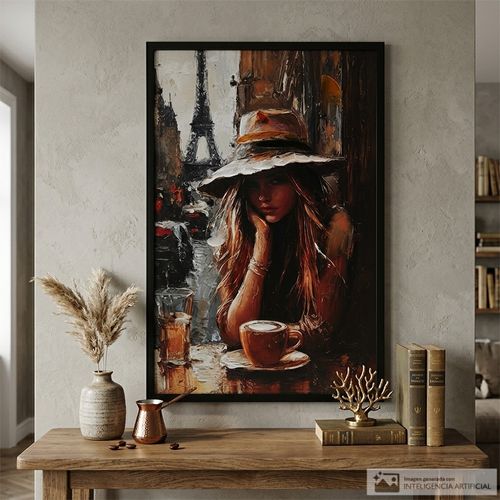 Cuadro decorativo abstracto mujer en París 60x90 cm