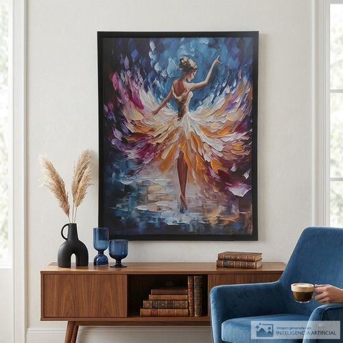 Cuadro decorativo abstracto bailarina multicolor 60x80 cm