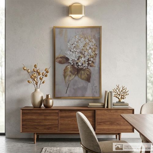 Cuadro decorativo hortensia blanca 60x90 cm