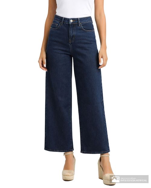 Jeans Sabrina wide leg azul de cintura alta para mujer