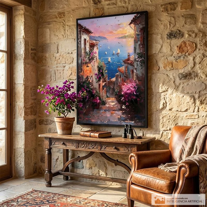 Cuadro decorativo con escena mediterránea 80x120 cm - Siman Costa Rica