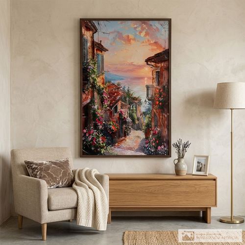 Cuadro decorativo atardecer mediterráneo 80x120 cm