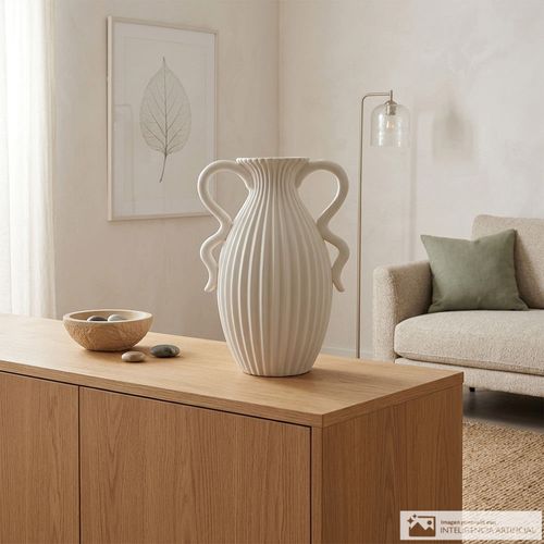 Jarrón decorativo de cerámica con asas 9x25 cm