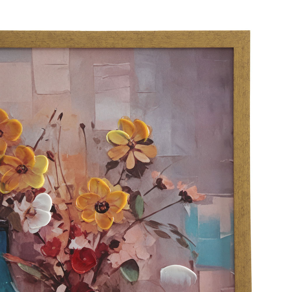 Cuadro decorativo abstracto botellas y flores 60x60 cm - Siman Costa Rica