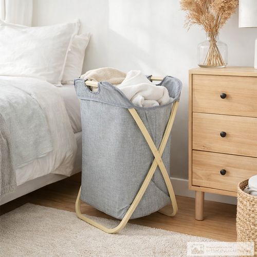 Cesta de bambú para almacenamiento de ropa 38x61 cm