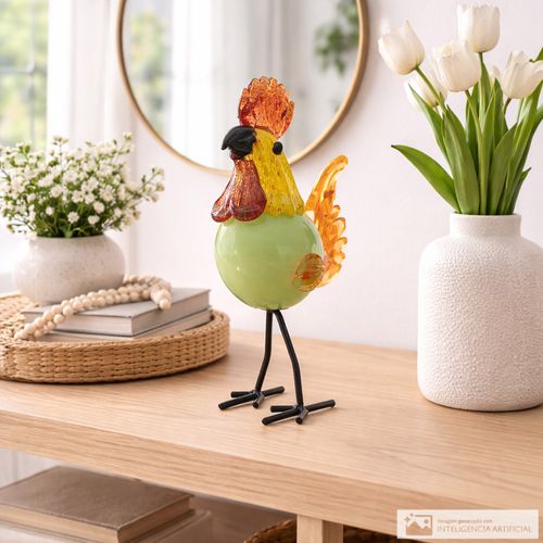 Figura decorativa gallina de vidrio 27x12 cm