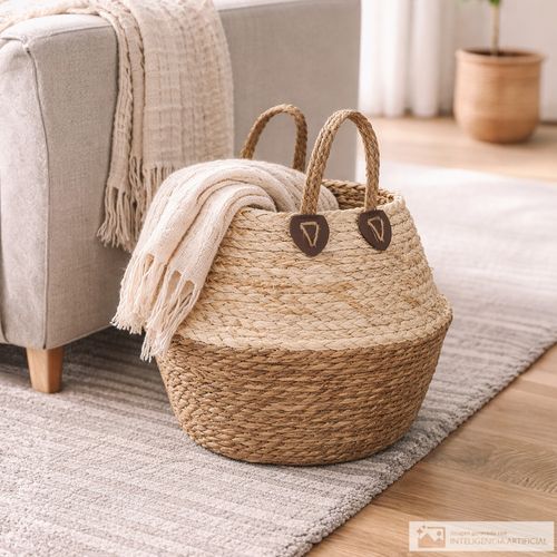 Cesta decorativa con asas 26x25 cm