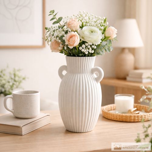 Jarrón decorativo de cerámica con textura 25x9 cm