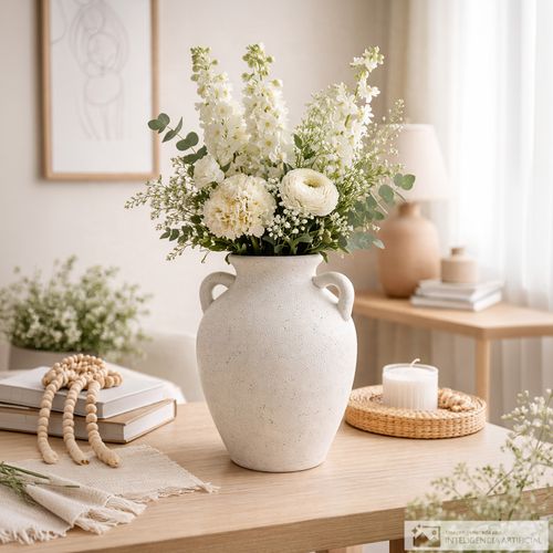 Jarrón decorativo de cerámica con asas 30x12 cm