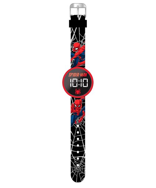 Reloj infantil Spider-Man LED redondo negro