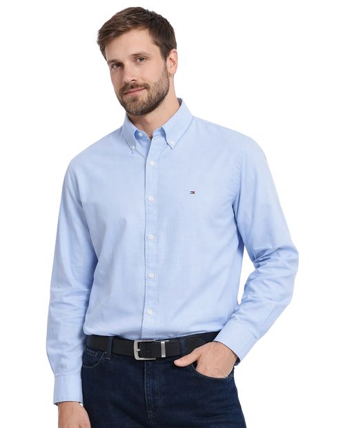 Camisa formal Tommy Hilfiger slim fit celeste heather para hombre