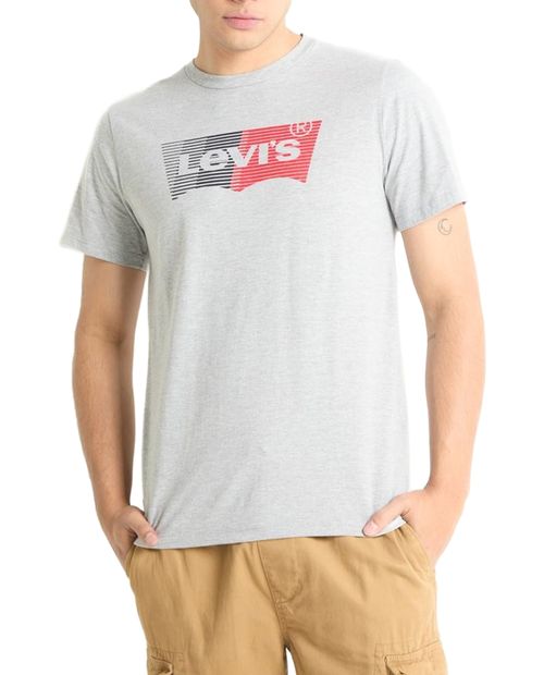 Camiseta casual Levi's regular fit gris estampada para hombre