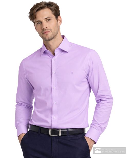 Camisa casual Pierre Cardin slim fit morada sólida para hombre