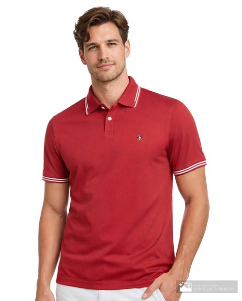 Camisa polo Penguin slim fit roja sólida para hombre