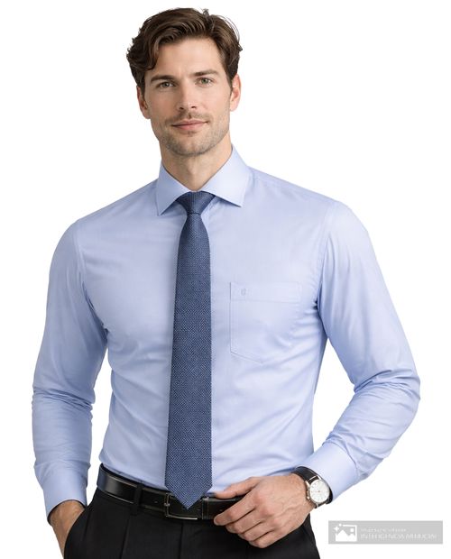 Camisa formal Pierre Cardin slim fit celeste heather para hombre