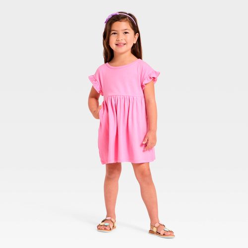 Vestido rosado sólido para niña