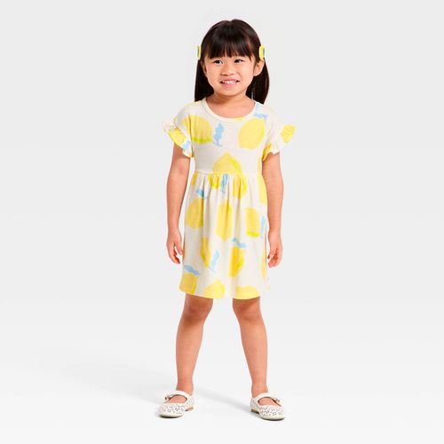 Vestido ivory con estampado de limones para niña