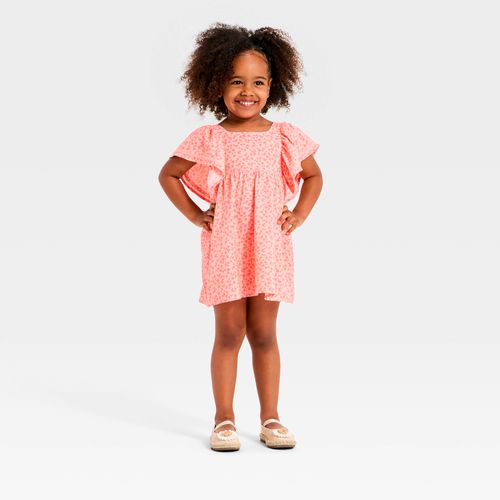 Vestido rosado con estampado floral para niña