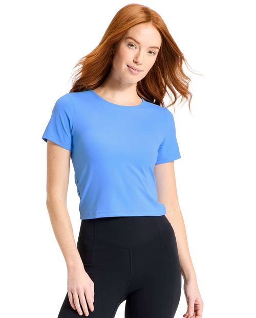 Camiseta deportiva All in motion sólida manga corta para mujer