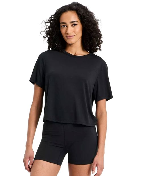 Camiseta deportiva All in motion oversize sólida manga corta para mujer