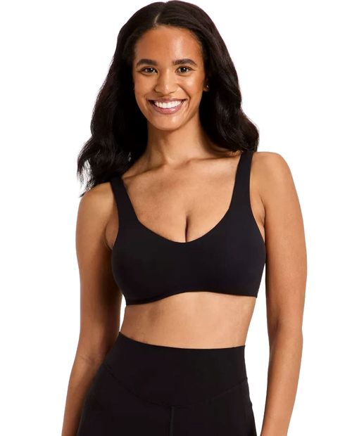 Top bra deportivo All in motion negro sólido de tirantes para mujer