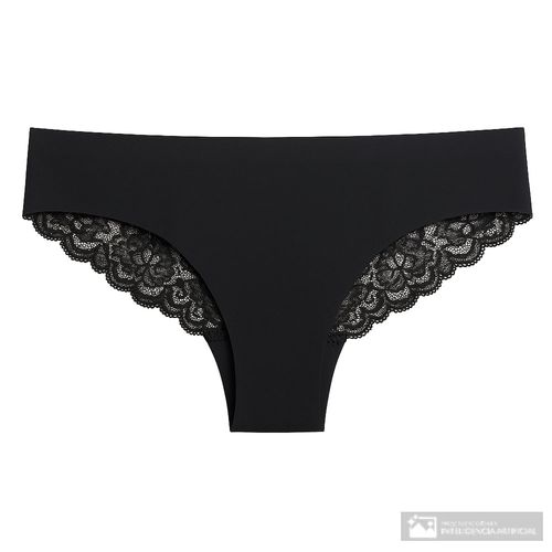 Tanga Accente negra de cintura corta para mujer