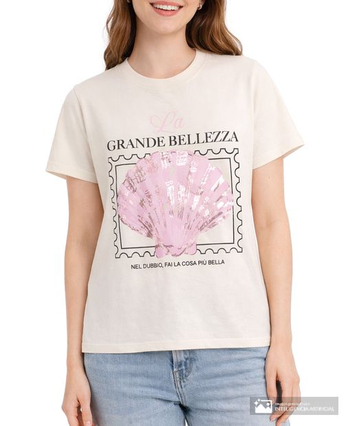 Camiseta Orange estampada manga corta para mujer