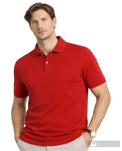 Camisa polo Oscar de la Renta classic fit roja con mini cuadros para hombre