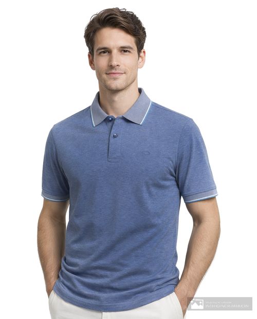 Camisa polo Oscar de la Renta tailored fit azul heather para hombre