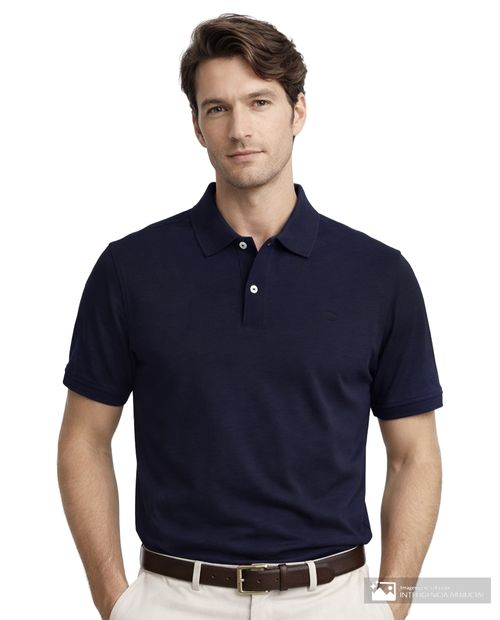 Camisa polo Oscar de la Renta tailored fit azul navy heather para hombre