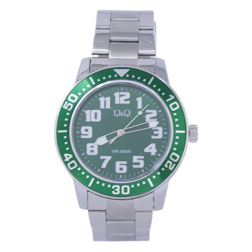 Reloj Q&Q análogo de metal plateado para hombre