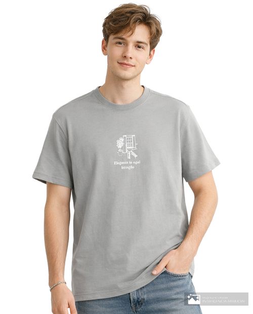 Camiseta Denim and Flower gris con estampado "La Dolce Vita" para hombre