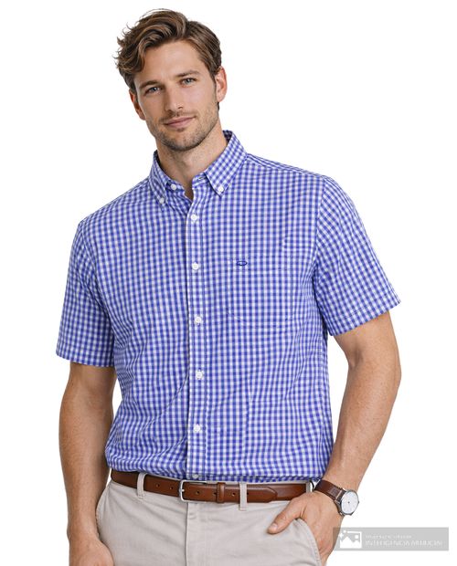 Camisa casual Oscar de la Renta classic fit azul cuadriculada para hombre