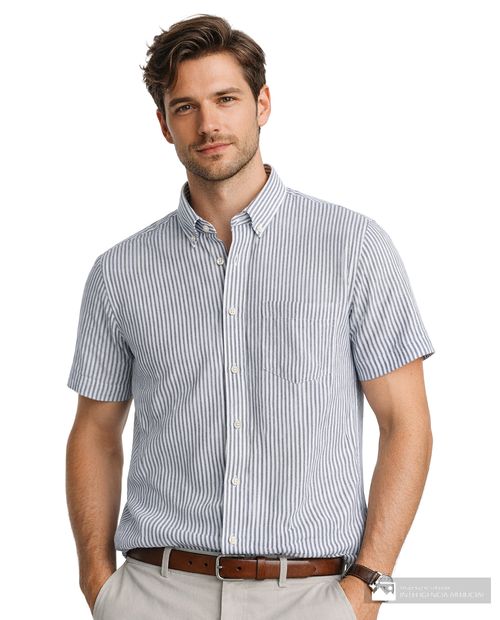 Camisa casual Gents azul navy rayada para hombre