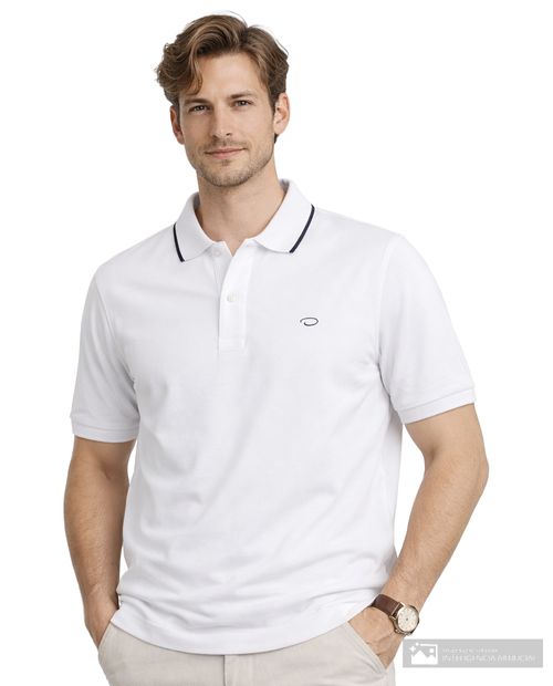 Camisa polo Oscar de la Renta tailored fit blanca sólida para hombre