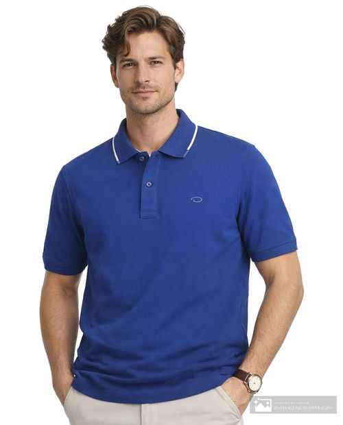 Camisa polo Oscar de la Renta tailored fit azul sólida para hombre