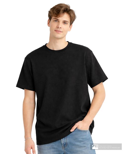 Camiseta Denim and Flower negra texturizada para hombre