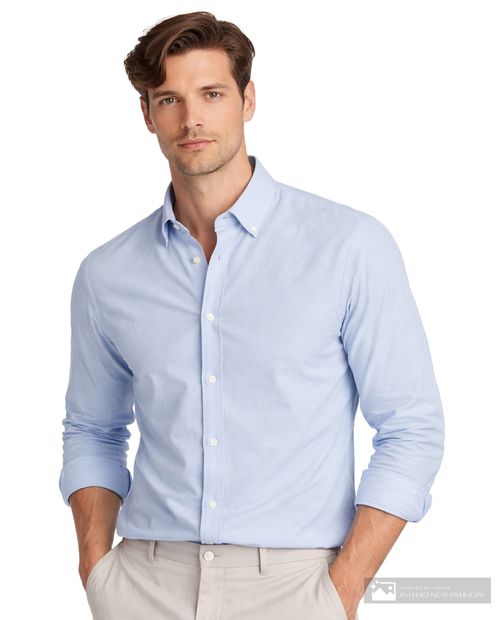Camisa oxford Easy Wear regular fit celeste texturizada para hombre