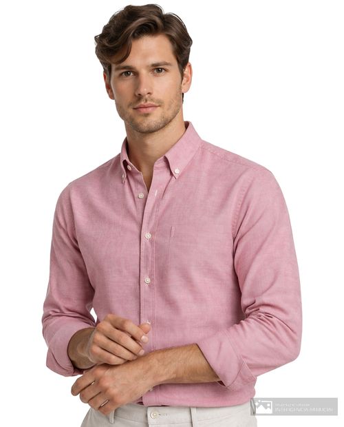 Camisa casual Easy Wear regular fit rosada sólida para hombre