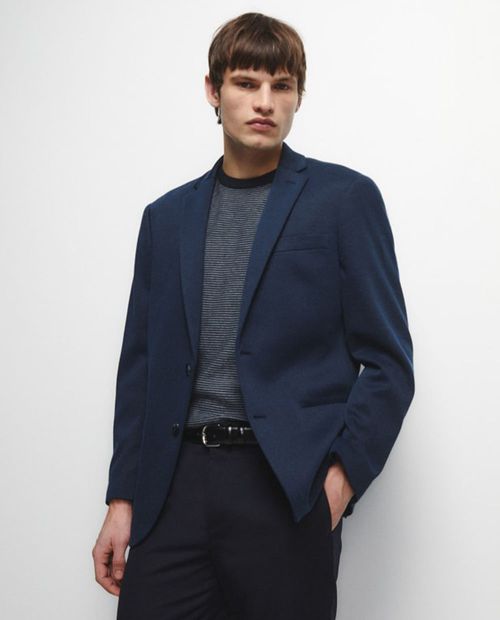Blazer Sfera slim fit azul navy texturizado para hombre