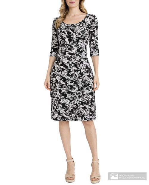 Vestido Connected Apparel formal estampado manga 3/4 para mujer