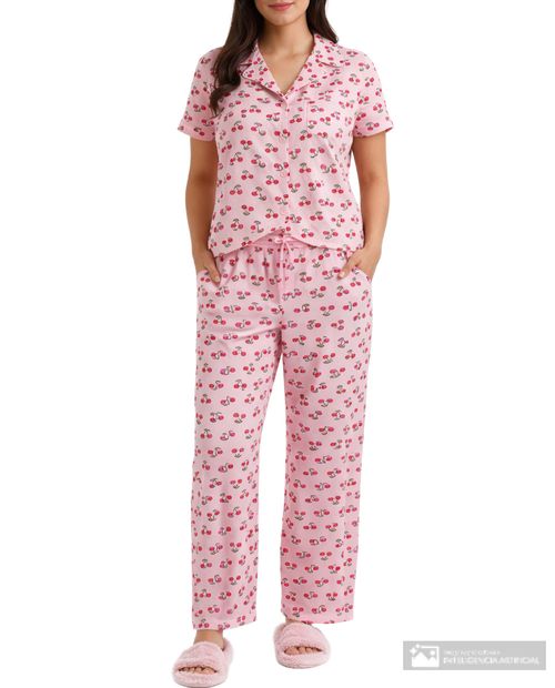 Pijama con pantalón French affair estampada para mujer
