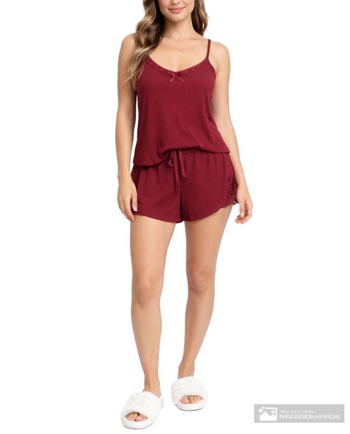 Pijama con short French affair roja para mujer