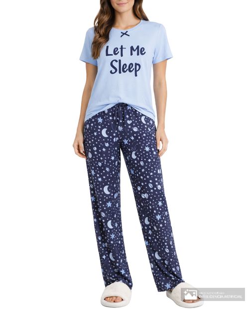 Pijama con pantalón French affair estampada para mujer