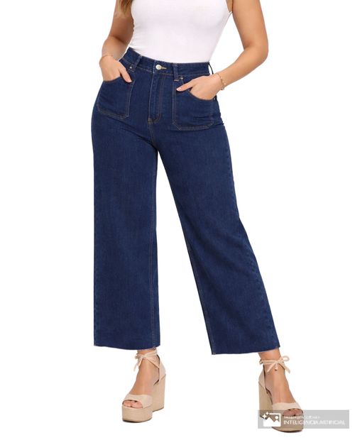 Jeans Sabrina wide leg azul de cintura alta para mujer