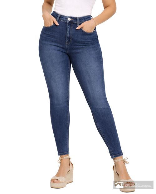 Jeans Sabrina skinny azul de cintura alta para mujer