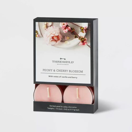 Set de 12 velas aromáticas Threshold votive peony and cherry blossom rosa