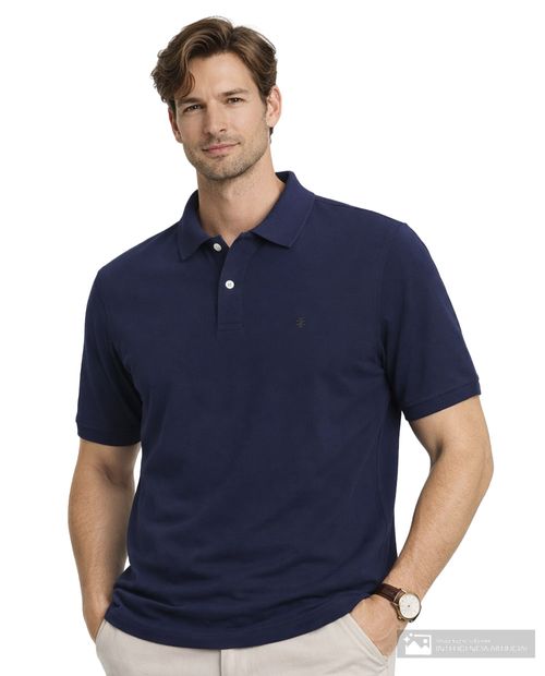 Camisa polo Izod azul sólida para hombre